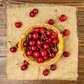 Red cherries in basket, ÃÂherry basket, red ÃÂherries on wooden